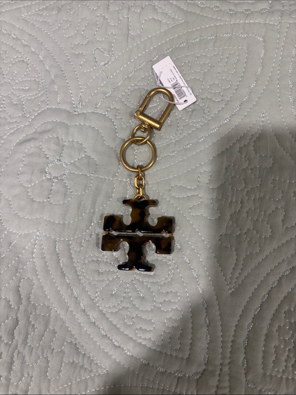 Tory Burch Tortoise Logo Key &  Charm with Gold Hardware